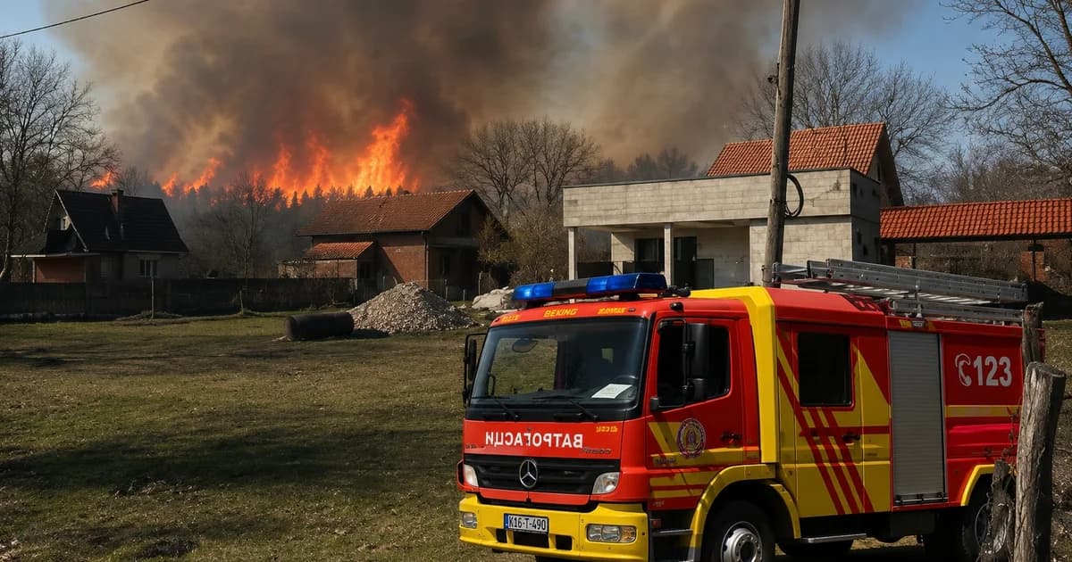 požar bukti u amajlijama, vatrogasci se bore da zaštite vikend naselje
